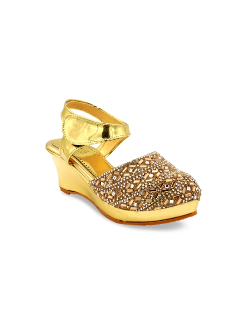 

Jazzy Juniors Girls Gold-Toned Embellished Wedges