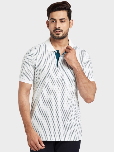

ColorPlus Men White Printed Polo Collar T-shirt
