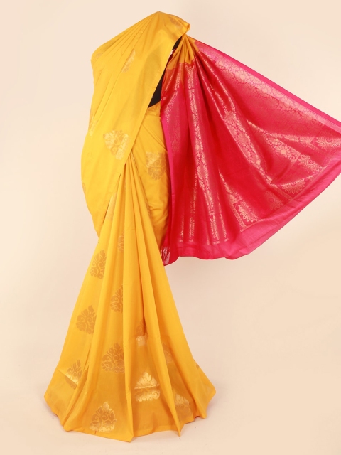 

Pothys Yellow & Pink Silk Cotton Woven Design Saree