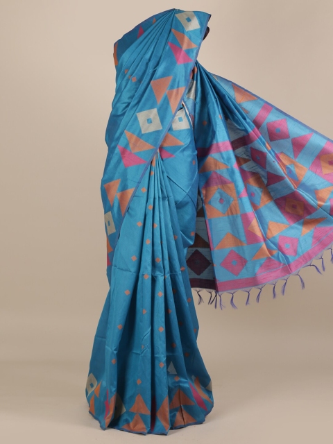

Pothys Blue Checked Jute Silk Saree