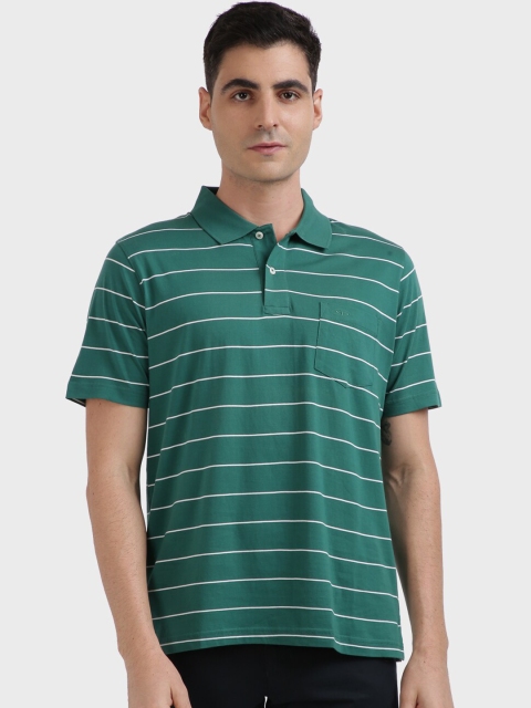 

ColorPlus Men Green Striped Polo Collar T-shirt