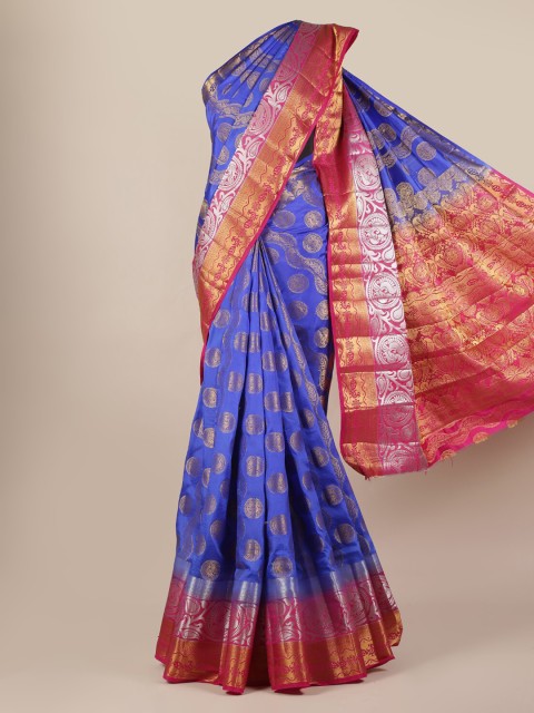 

Pothys Blue & Red Jute Silk Woven Design Saree