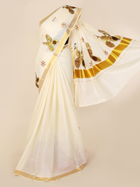 

Pothys Off-White Woven Design Pure Cotton Saree