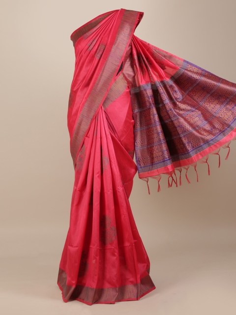 

Pothys Pink Woven Design Jute Silk Saree