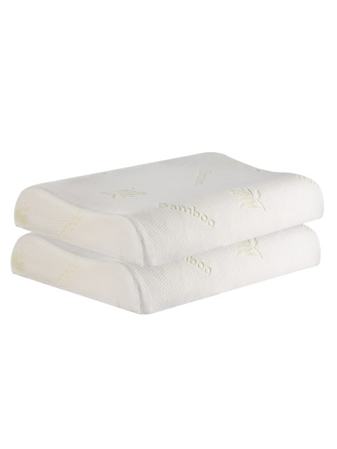 

The White Willow Set Of 2 Green Solid Cervical Contour Active Air Ventilated Memory Foam Bed Pillows