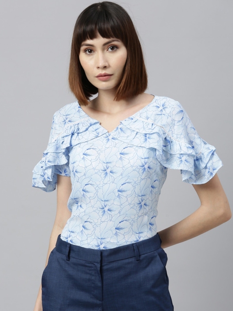 

Park Avenue Woman Blue Printed Fitted Top