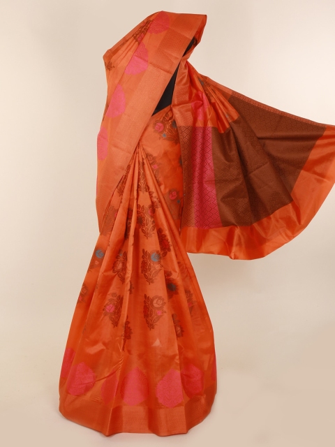 

Pothys Orange Woven Design Jute Silk Saree