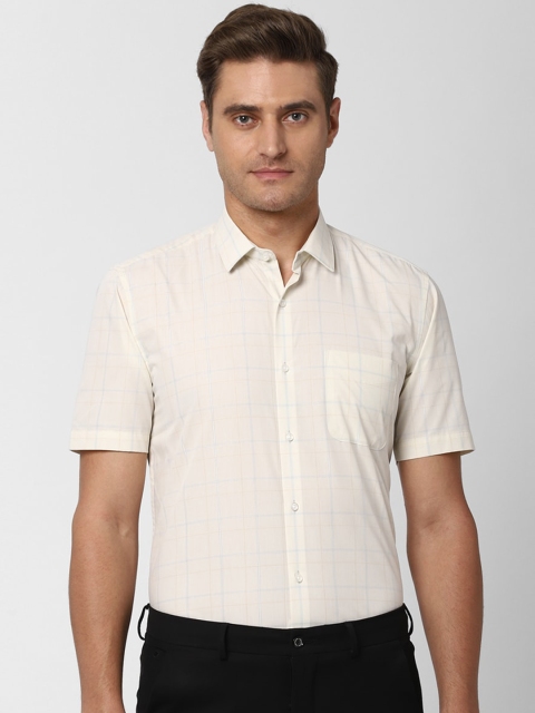 

Peter England Men Cream-Coloured Regular Fit Checked Casual Shirt