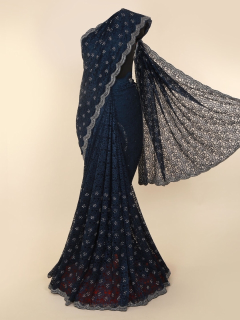

Pothys Navy Blue Embellished Net Saree