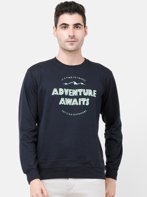 

MADSTO Men Navy Blue Printed Sweatshirt