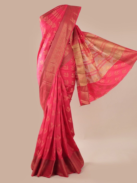 

Pothys Pink Checked Jute Silk Saree