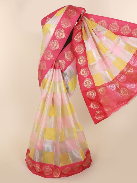 

Pothys Multicoloured Checked Cotton Blend Saree, Multi