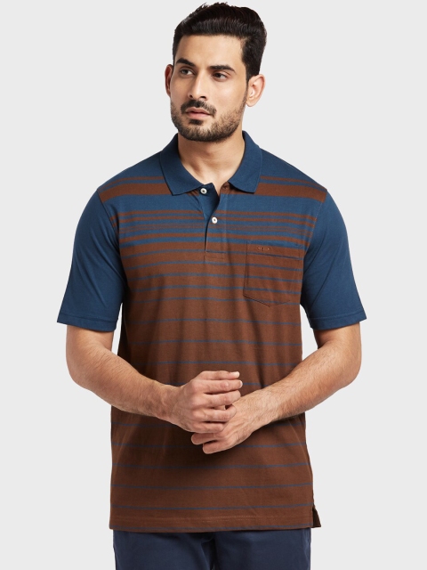 

ColorPlus Men Brown Striped Polo Collar T-shirt