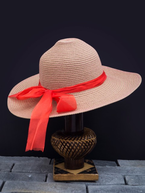 

Golden Peacock Women Beige & Red Woven-Design Sun Hat