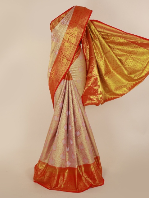 

Pothys Beige & Orange Pure Silk Woven Design Kanjeevaram Saree