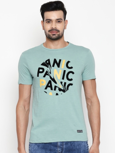 

People Men Green Printed Round Neck T-shirt