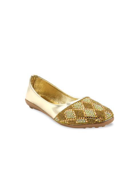 

Jazzy Juniors Girls Gold-Toned & Brown Embellished Ballerinas