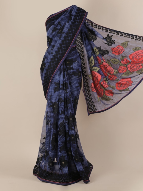 

Pothys Blue Printed Pure Chiffon Saree