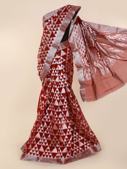 

Pothys Maroon Woven Design Silk Cotton Sustainable Saree