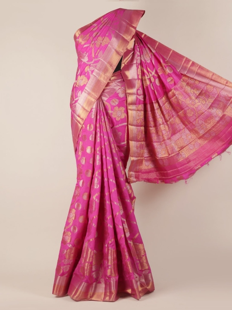 

Pothys Magenta Woven Design Jute Silk Saree