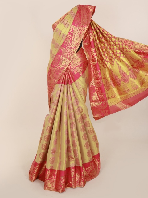 

Pothys Yellow & Pink Pure Silk Woven Design Kanjeevaram Saree
