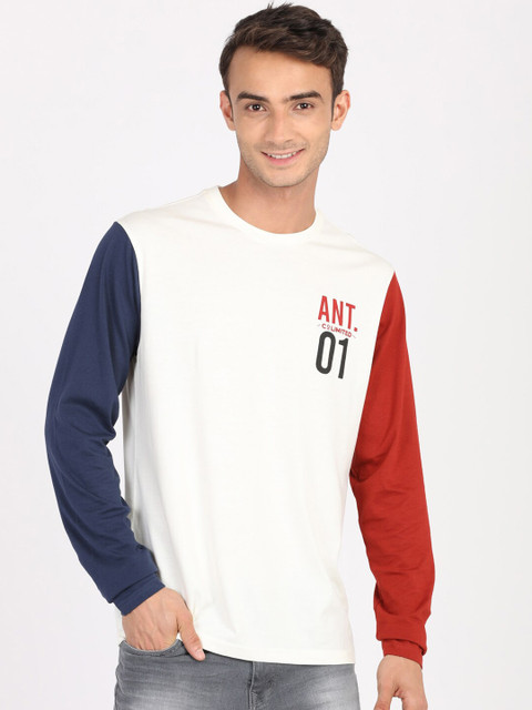 

ANTHEM Men Off-White Printed Round Neck T-shirt