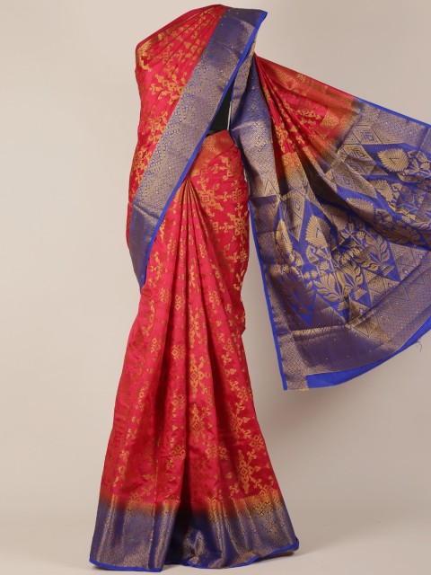 

Pothys Red & Blue Jute Silk Woven Design Saree