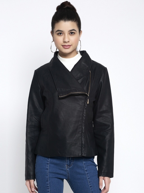 

Global Republic Women Black Solid Lightweight Biker Jacket