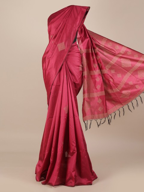 

Pothys Pink Checked Jute Silk Saree
