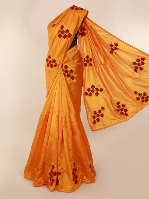 

Pothys Yellow Embroidered Jute Silk Saree