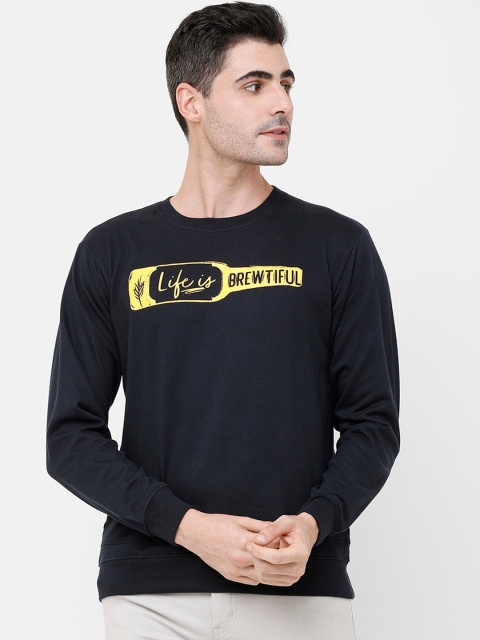 

MADSTO Men Navy Blue Printed Sweatshirt