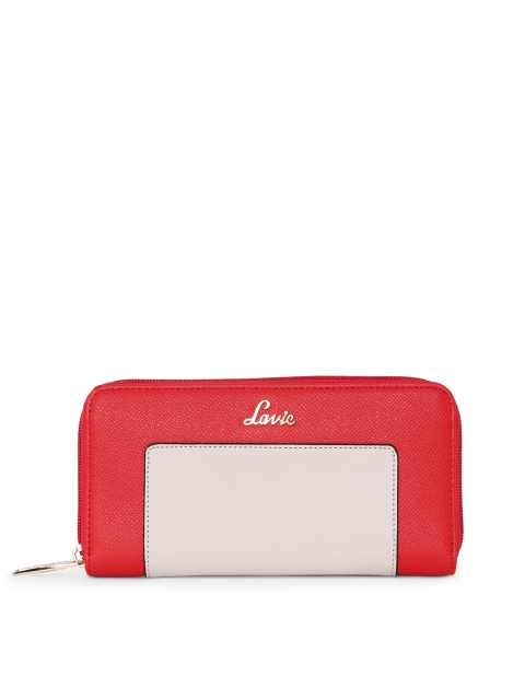 

Lavie Women Red & Cream Colourblocked Zip Around Wallet