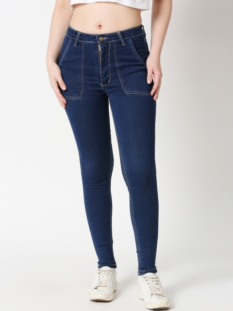 

PURPLE WATER Women Navy Blue Skinny Fit Mid-Rise Clean Look Jeans