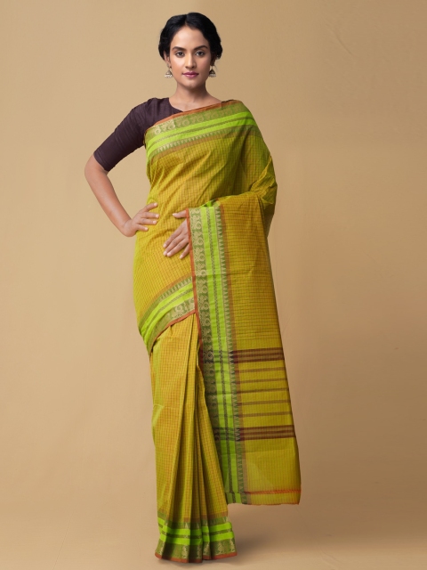 

Unnati Silks Yellow Solid Chettinad Saree