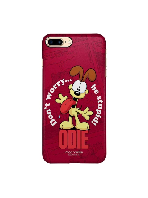 macmerise Pink & White Odie Dont Worry iPhone 8 Plus Garfield Printed Back Cover