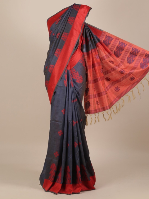 

Pothys Blue Checked Jute Silk Saree