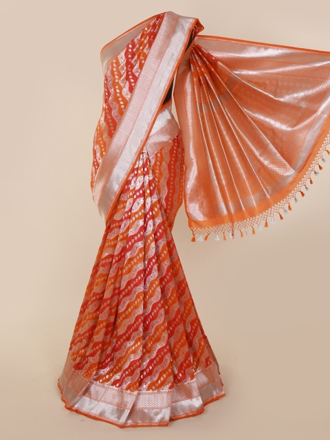 

Pothys Orange Checked Banarasi Saree