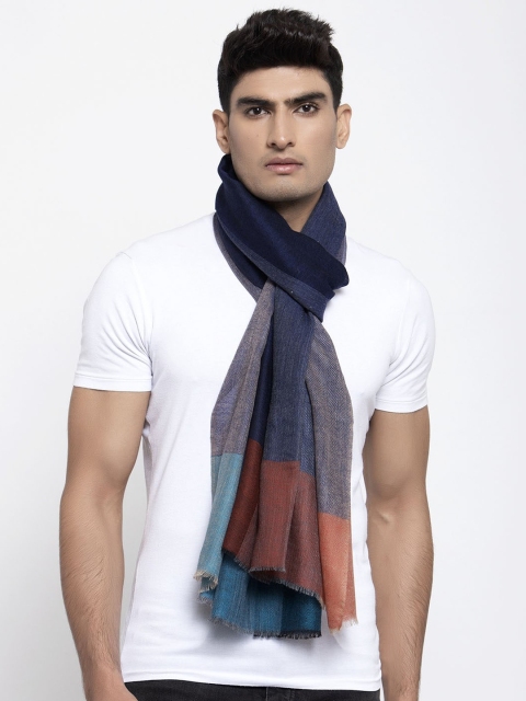 

Calvadoss Men Navy Blue & Grey Colourblocked Sustainable Muffler