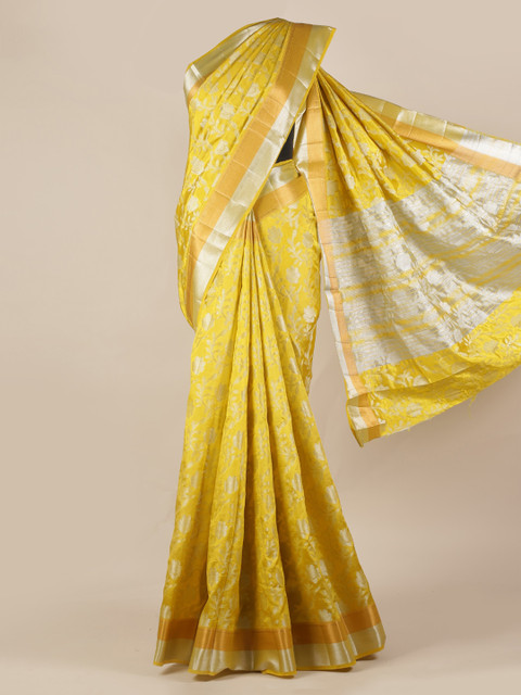 

Pothys Yellow Printed Jute Silk Saree