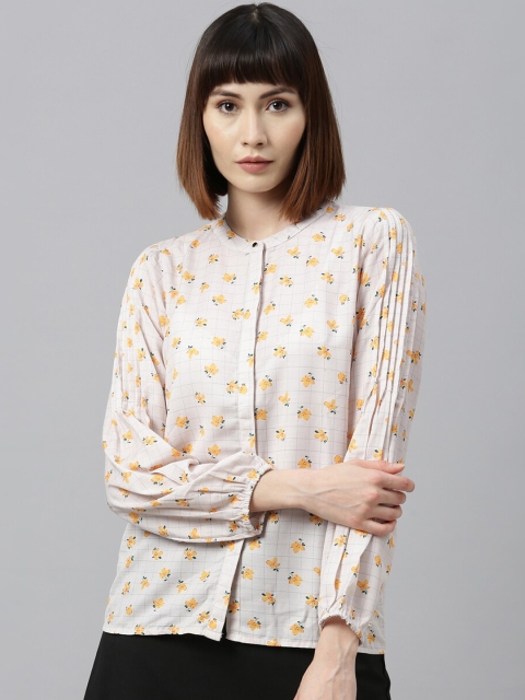 

Park Avenue Woman White Printed Shirt Style Top