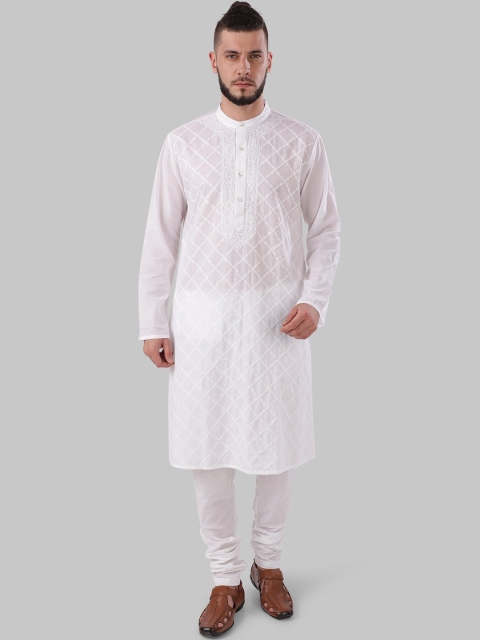 

Ethnix by Raymond Men White Embroidered Straight Kurta