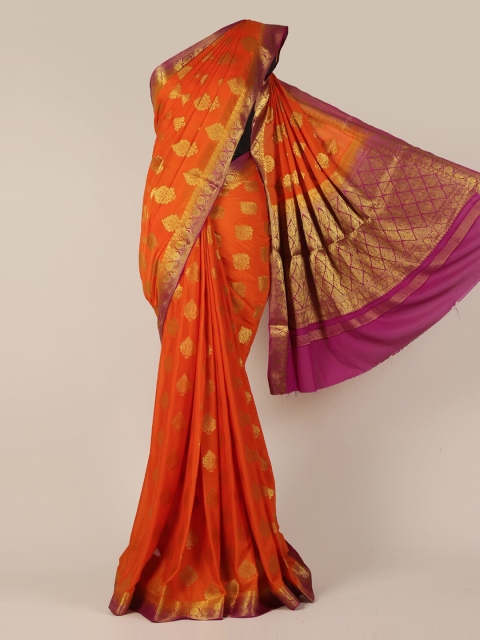 

Pothys Orange Woven Design Jute Silk Saree