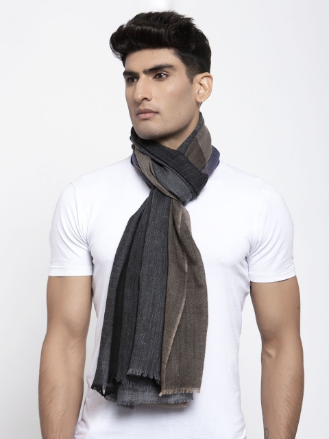 

Calvadoss Men Grey & Black Colourblocked Wool Mufflers