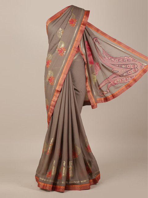 

Pothys Brown Woven Design Poly Georgette Saree