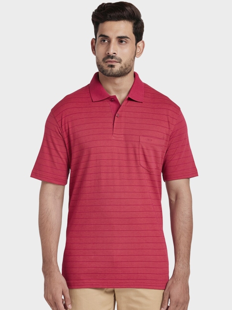 

ColorPlus Men Red Striped Polo Collar T-shirt