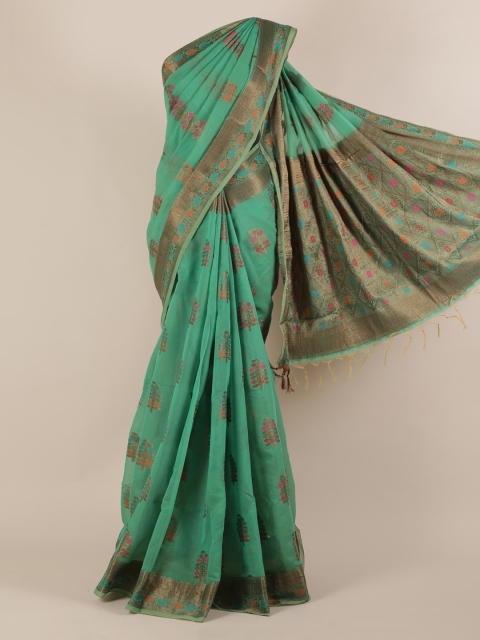 

Pothys Green Woven Design Jute Silk Saree