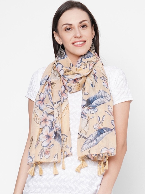 

Get Wrapped Women Yellow & Blue Scarf with Tasselled Border