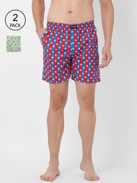 

Llak Jeans Men Pack Of 2 Printed Relaxed-Fit Boxers Boxer Set-2-7-BP, Blue