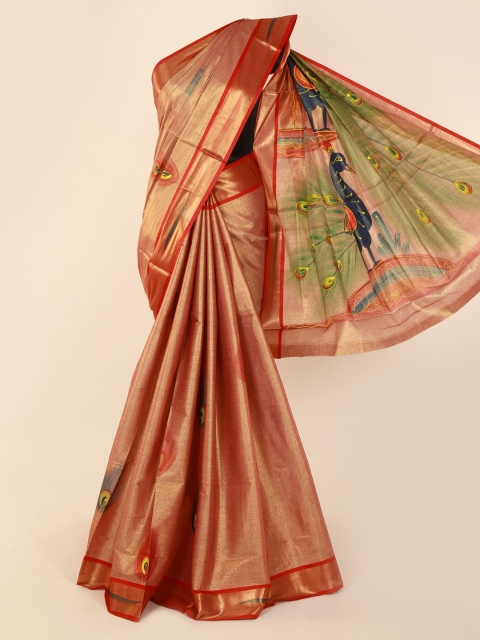 

Pothys Orange Printed Pure Cotton Saree