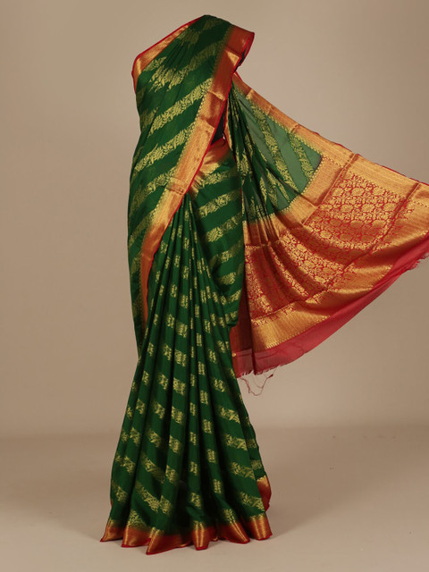 

Pothys Green Printed Poly Chiffon Saree